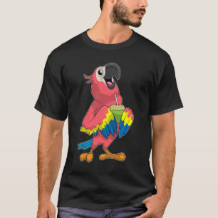 Parrot & Coconut with Drinking straw T-Shirt