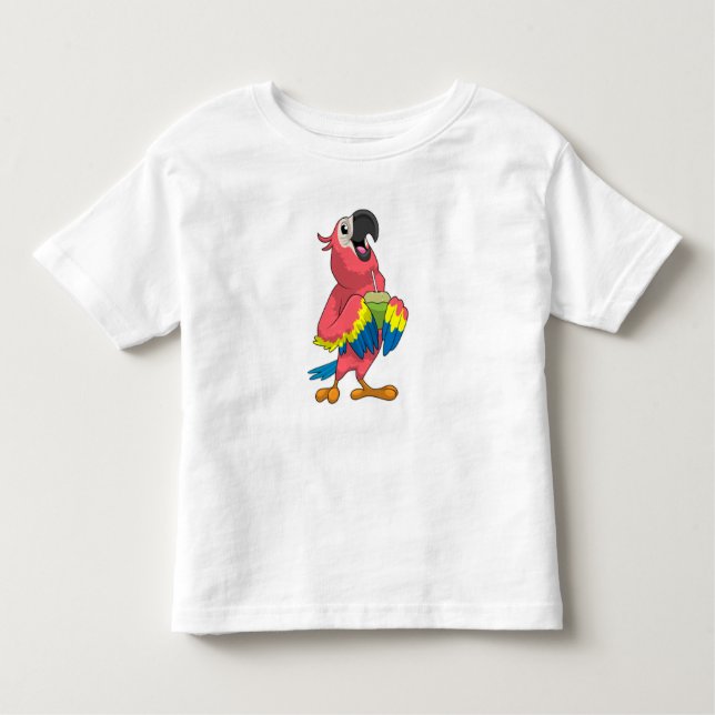 Parrot & Coconut with Drinking straw Toddler T-Shirt (Front)