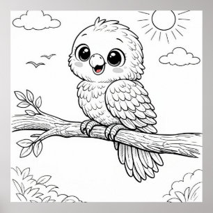 Parrot Coloring Page  Poster