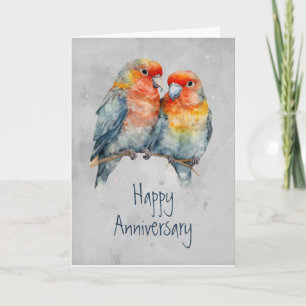 Parrot Couple Love Bird Wedding Anniversary Card