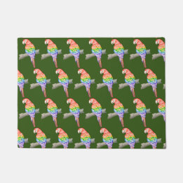 Parrot design door mat green