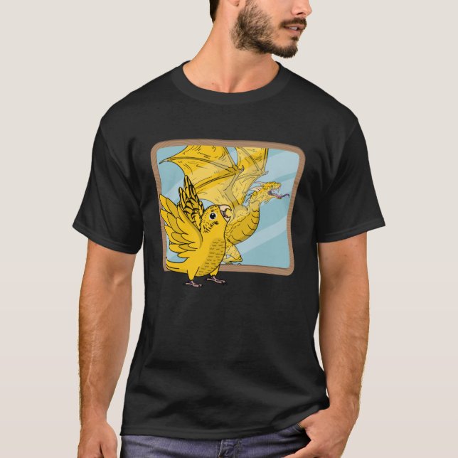 Parrot & Dragon Reflection I Yellow Lutino Budgie  T-Shirt (Front)