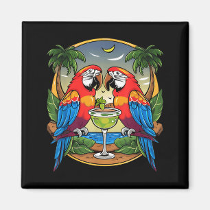 Parrot Drinking Margarita Summer Women Bird Lover Magnet