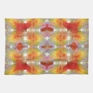 Parrot feathers pattern tea towel