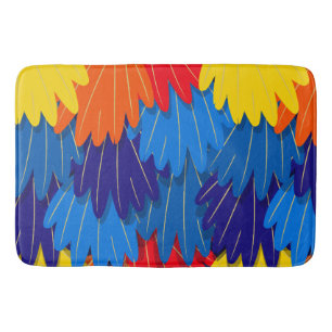 Parrot Feathers Scarlet Macaw Exotic Bird Pattern Bath Mat