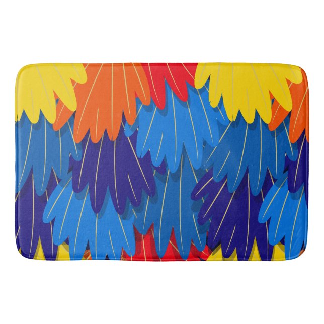 Parrot Feathers Scarlet Macaw Exotic Bird Pattern Bath Mat (Front)