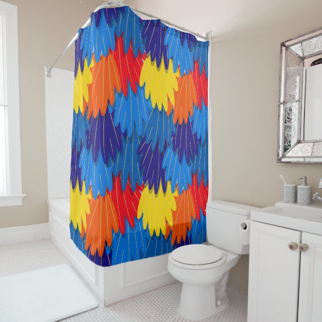 Parrot Feathers Scarlet Macaw Exotic Bird Pattern Shower Curtain (In Situ)