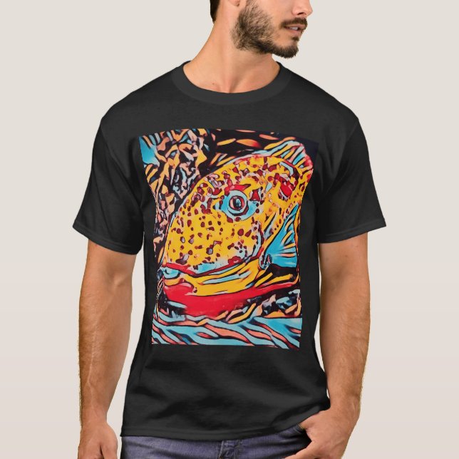 Parrot Fish Block Print T-Shirt (Front)