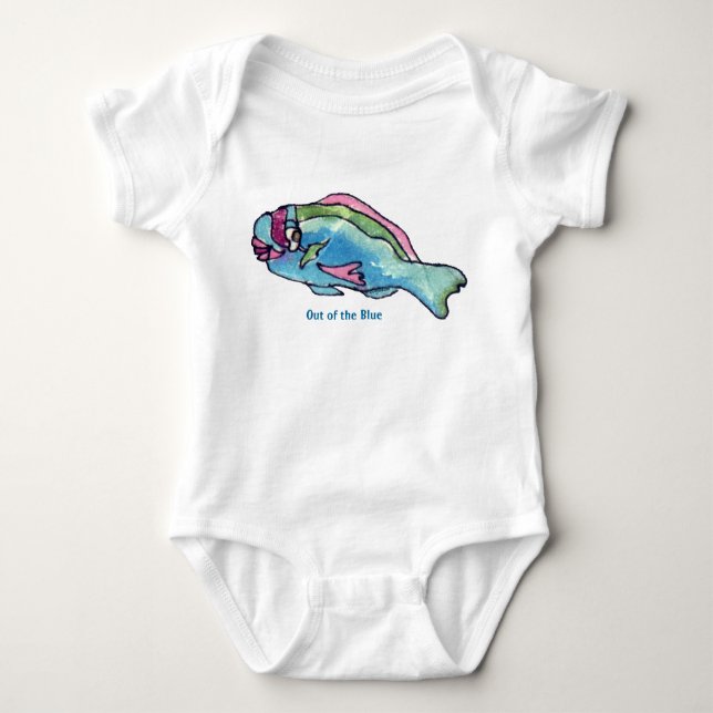 Parrot Fish Cute Cartoon Fish Infant Baby Bodysuit (Front)