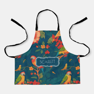 Parrot Floral Colourful Personalised Pattern Apron