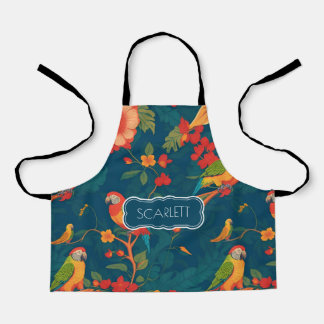 Parrot Floral Colourful Personalised Pattern Apron