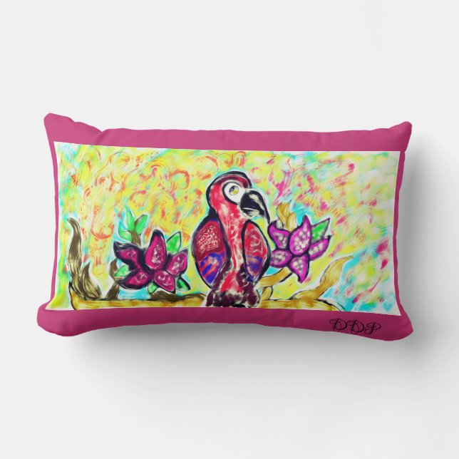 Parrot flowers lumbar cushion (Front)