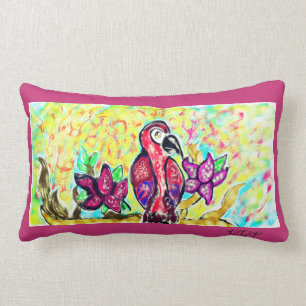 Parrot flowers lumbar cushion