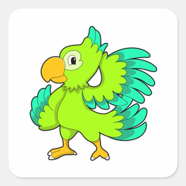Parrot green square sticker (Front)
