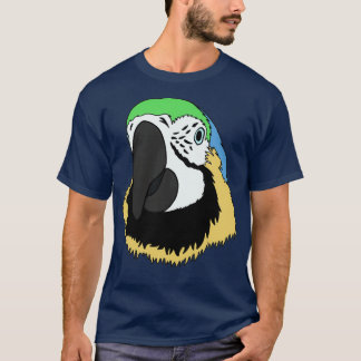 Parrot Head hand drawn with blue green and yellow T-Shirt