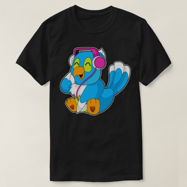 Parrot Headphone Music T-Shirt (Design Front)