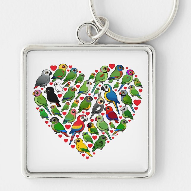 Parrot Heart Key Ring (Front)