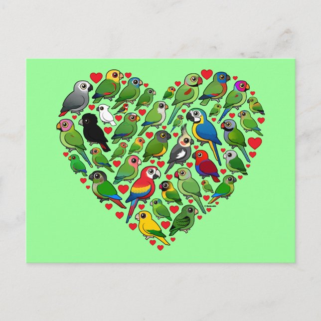 Parrot Heart Postcard (Front)
