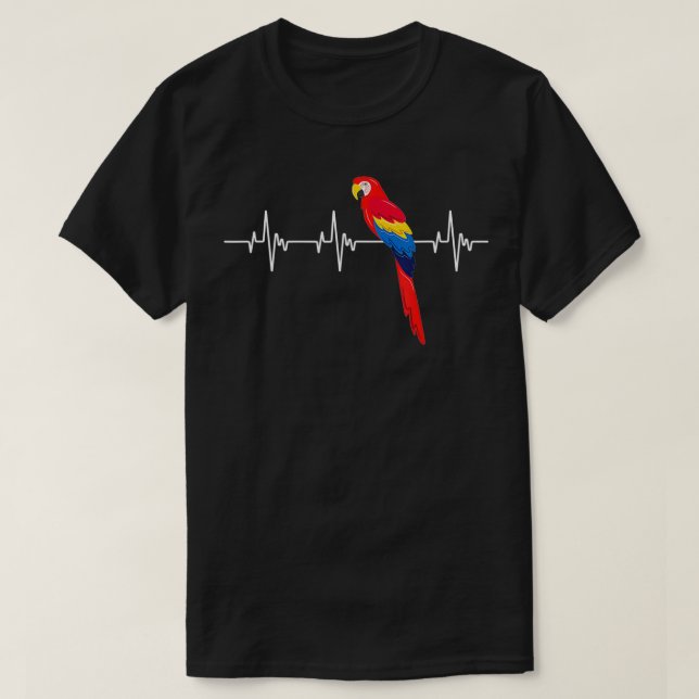 Parrot Heartbeat Eotic Bird Ara Macaw Cockatoo Zoo T-Shirt (Design Front)