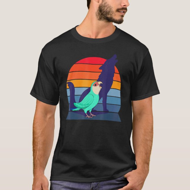 Parrot I Howling Wolf I Screaming Peach faced Blue T-Shirt (Front)