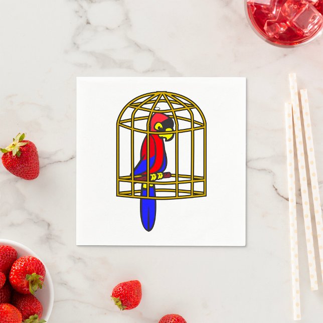 Parrot In A Cage Paper Napkins (Creator Uploaded)