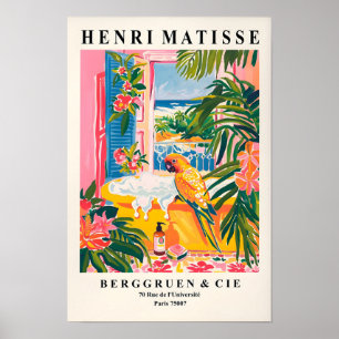Parrot In Bathtub Poster, Pink Maximalist Decor, T Poster