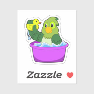 Parrot in Bathtub with Duck