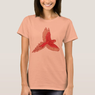 Parrot in Flight, Coral Orange and Cream T-Shirt