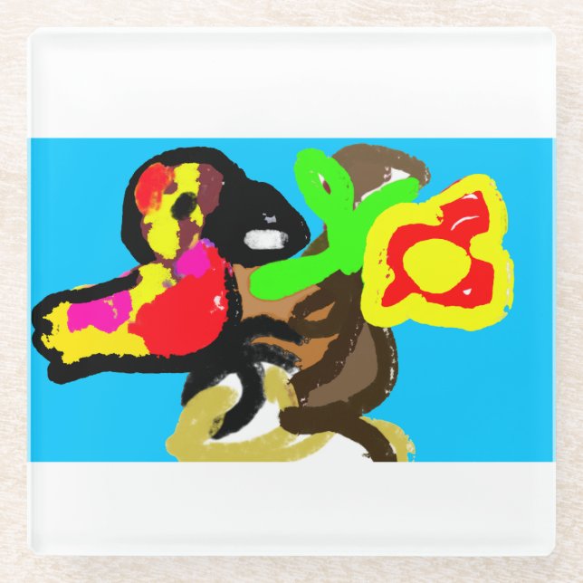Parrot  jungle day glass coaster (Front)