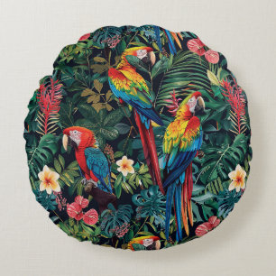Parrot Jungle Round Cushion