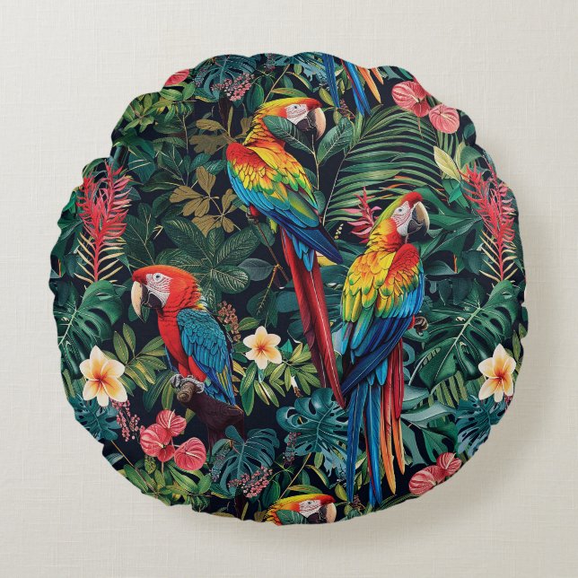 Parrot Jungle Round Cushion (Front)