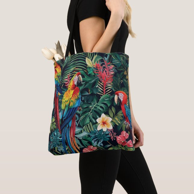 Parrot Jungle Tote Bag (Close Up)