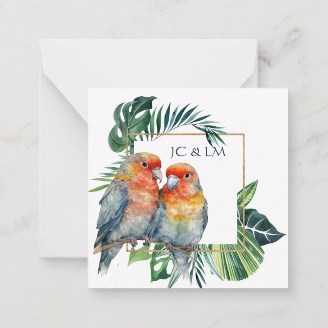 Parrot Lovebirds Tropical Nature RSVP Card (Back)