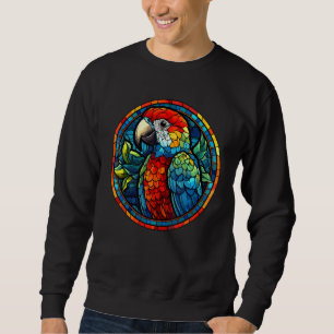 Parrot Macaw Bird Stained Glass Look Colorful Gra Sweatshirt