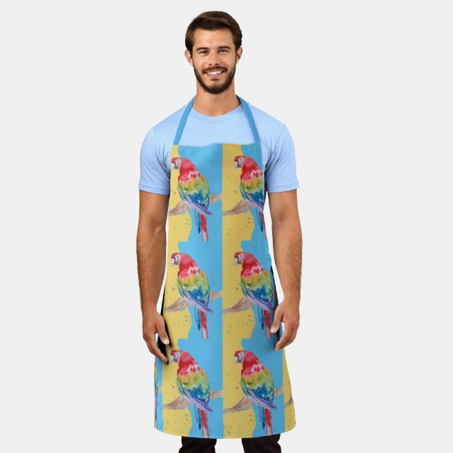 Parrot Macaw Pastel Blue Bird Birthday Boys Mens Apron (Worn)