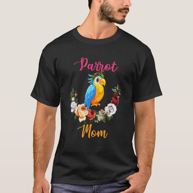 Parrot Mom Floral Parrot Bow Tie Lover Mother's Da T-Shirt (Front)