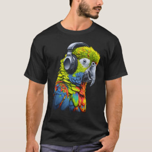 Parrot Music Headphones Musician Animal Bird Parro T-Shirt