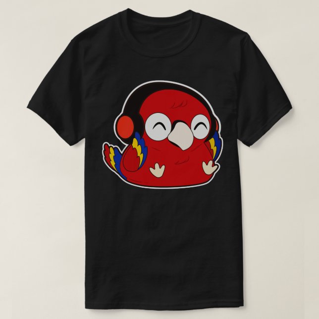 Parrot Music with Headphone T-Shirt (Design Front)