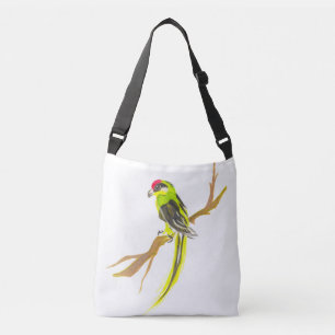 parrot on a branch crossbody bag
