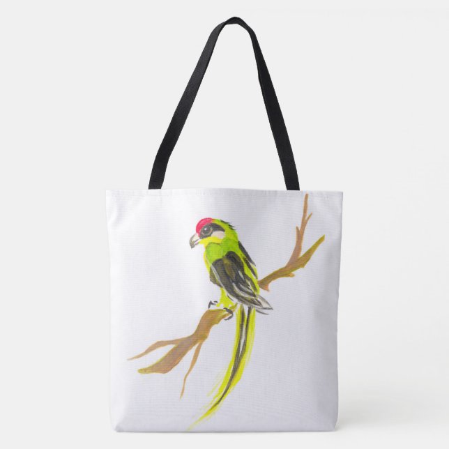 parrot on a branch tote bag (Front)
