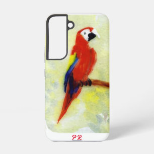 Parrot on a Perch Bird Painting Personalised Samsung Galaxy Case
