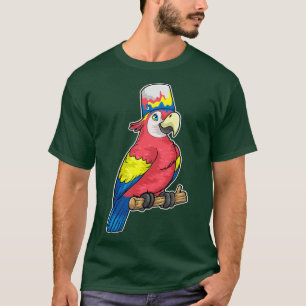 Parrot on Branch with Bucket Paint T-Shirt