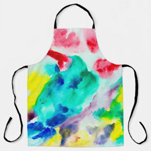 parrot on tree, bird Abstract Bright Watercolor gr Apron