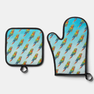 Parrot Oven Mitt & Pot Holder Set