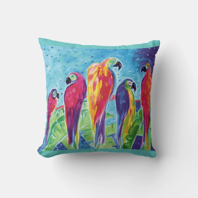 Parrot Parade Pillow (Front)