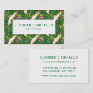 Parrot Pattern With Palm Leaves Business Card