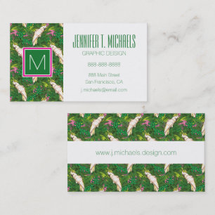Parrot Pattern With Palm Leaves Business Card