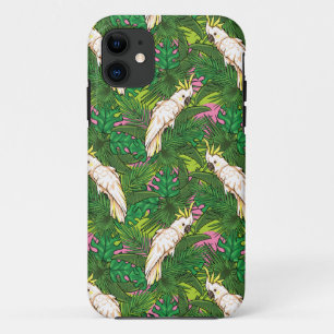 Parrot Pattern With Palm Leaves iPhone 11 Case