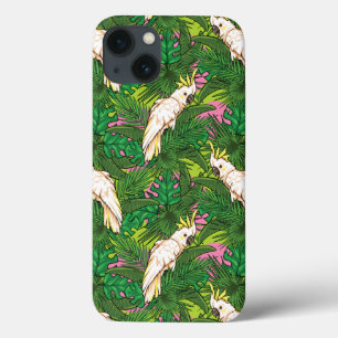 Parrot Pattern With Palm Leaves iPhone 13 Case