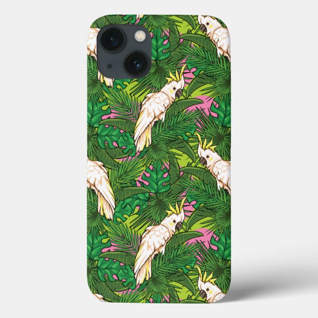 Parrot Pattern With Palm Leaves Case-Mate iPhone Case (Back)